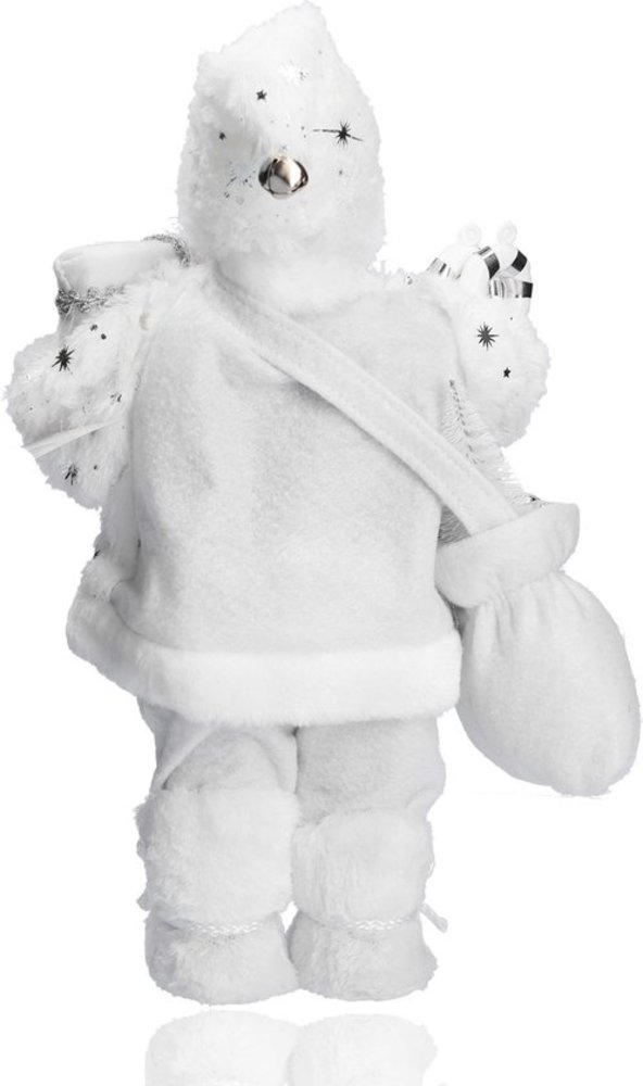 Discountershop Merry Santa bag full of presents | white santa claus | Table decoration | winter decoration |Christmas doll figure| from hat to bottom 37cm Discountershop Merry Santa bag full of presents | white santa claus | Table decoration | winter decoration |Christmas doll figure| from hat to bottom 37cm