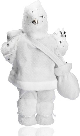 Discountershop Merry Santa bag full of presents | white santa claus | Table decoration | winter decoration |Christmas doll figure| from hat to bottom 37cm Discountershop Merry Santa bag full of presents | white santa claus | Table decoration | winter decoration |Christmas doll figure| from hat to bottom 37cm