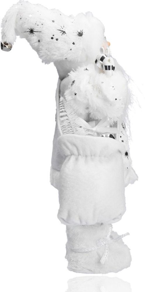 Discountershop Merry Santa bag full of presents | white santa claus | Table decoration | winter decoration |Christmas doll figure| from hat to bottom 37cm Discountershop Merry Santa bag full of presents | white santa claus | Table decoration | winter decoration |Christmas doll figure| from hat to bottom 37cm