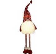 Discountershop Gnome Staand 90 cm Rood |Met Led |Kerst Kabouter Puntmuts| Gevuld met pluche | kerstversiering| Kerstman/gnome man baard| pop
