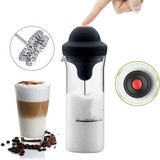 Discountershop Elektrische Melkopschuimer RVS - schuimer Handmatig- Melkschuimer - Anti aankoek Glas - Melkopschuimer - Draadloos Melk Opschuimer voor Cappuccino - Latte Macchiato-BPA Vrij- Roestvrijstaal - Geschikt voor alle soorten Melk - Opschuimen en Verwarmen