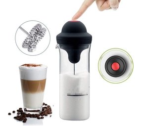 Discountershop Electric Milk Frother Stainless Steel - Frother Manual Milk Frother - Anti-caking Glass - Milk Frother - Wireless Milk Frother for Cappuccino - Latte Macchiato-BPA Free - Stainless Steel - Suitable for all types of Milk - Frothing and Heating