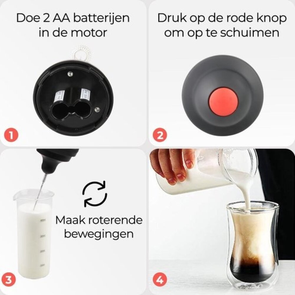 Discountershop Electric Milk Frother Stainless Steel - Frother Manual Milk Frother - Anti-caking Glass - Milk Frother - Wireless Milk Frother for Cappuccino - Latte Macchiato-BPA Free - Stainless Steel - Suitable for all types of Milk - Frothing and Heating