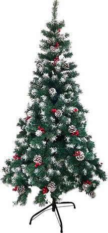 Discountershop Zilverspar Kunstkerstboom - 150 cm - 450 toppen met sneeuw Kunstkerstboom - Groen - 150 cm