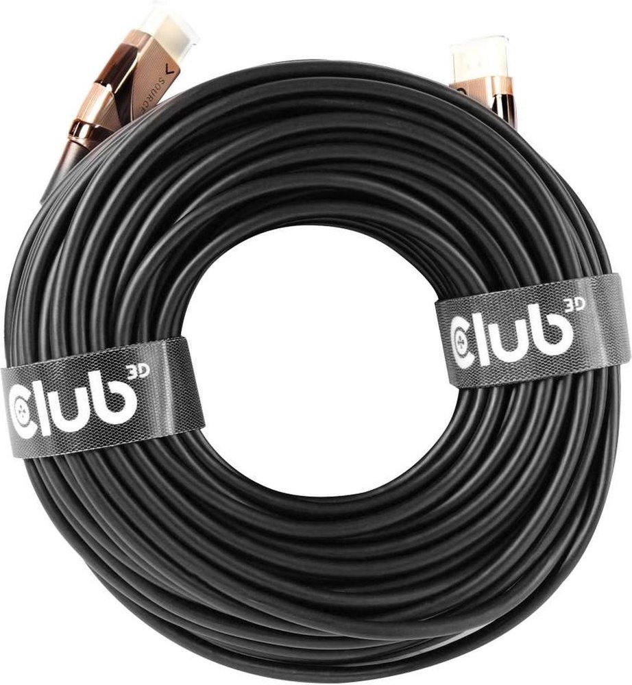 Club3d CLUB3D HDMI 2.0 UHD Active Optical Kabel HDR 4K 60Hz M/M 30 meter - club3D HDMI Aansluitkabel 30 meter Vlambestendig, High Speed HDMI Zwart [1x HDMI-stekker - 1x HDMI- Metaal aansluiting:Goud Club3d CLUB3D HDMI 2.0 UHD Active Optical Kabel HDR 4K 60Hz M/M 30 meter - club3D HDMI Aansluitkabel 30 meter Vlambestendig, High Speed HDMI Zwart [1x HDMI-stekker - 1x HDMI- Metaal aansluiting:Goud