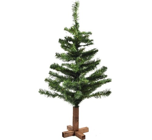 Discountershop Kleine Kerstboom houten onderstel | 110 PUNTEN | 90 cm | Kunstkerstboom |