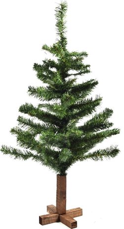 Discountershop Small Christmas tree wooden base | 110 POINTS | 90 cm | Artificial Christmas Tree |