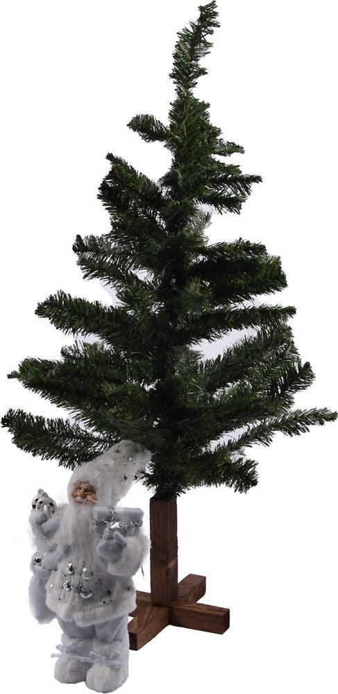 Discountershop Small Christmas tree wooden base | 110 POINTS | 90 cm | Artificial Christmas Tree |