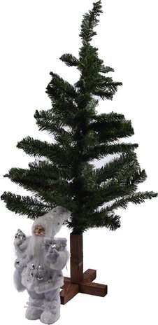 Discountershop Small Christmas tree wooden base | 110 POINTS | 90 cm | Artificial Christmas Tree |
