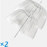 2x Transparante koepelparaplu 75 cm - doorzichtige paraplu - trouwparaplu - bruidsparaplu - stijlvol - plastic - automatisch - trouwen - bruiloft - trendy - fashionable 2x Transparante koepelparaplu 75 cm - doorzichtige paraplu - trouwparaplu - bruidsparaplu - stijlvol - plastic - automatisch - trouwen - bruiloft - trendy - fashionable