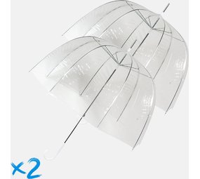 2x Transparante koepelparaplu 75 cm - doorzichtige paraplu - trouwparaplu - bruidsparaplu - stijlvol - plastic - automatisch - trouwen - bruiloft - trendy - fashionable 2x Transparante koepelparaplu 75 cm - doorzichtige paraplu - trouwparaplu - bruidsparaplu - stijlvol - plastic - automatisch - trouwen - bruiloft - trendy - fashionable