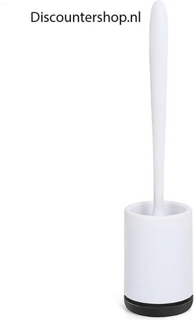 Discountershop Toilet Brush in Holder - High Quality - White - 9cmx41cm - Quality Toilet Brush and Holder