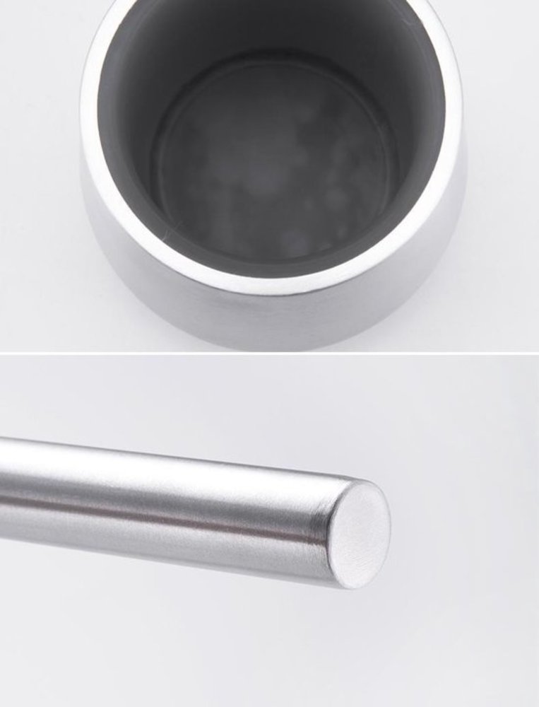 Merkloos Stainless steel toilet brush in holder - Toilet brush holder - Toilet brush - Toilet brush with freestanding holder - Brushed stainless steel