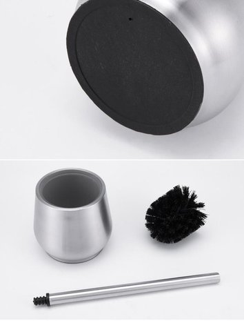 Merkloos RVS Toiletborstel in houder - Toiletborstelhouder - Wc borstel - Toiletborstel met houder vrijstaand - RVS geborsteld