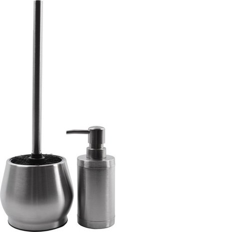 Merkloos RVS Toiletborstel in houder - Toiletborstelhouder - Wc borstel - Toiletborstel met houder vrijstaand - RVS geborsteld