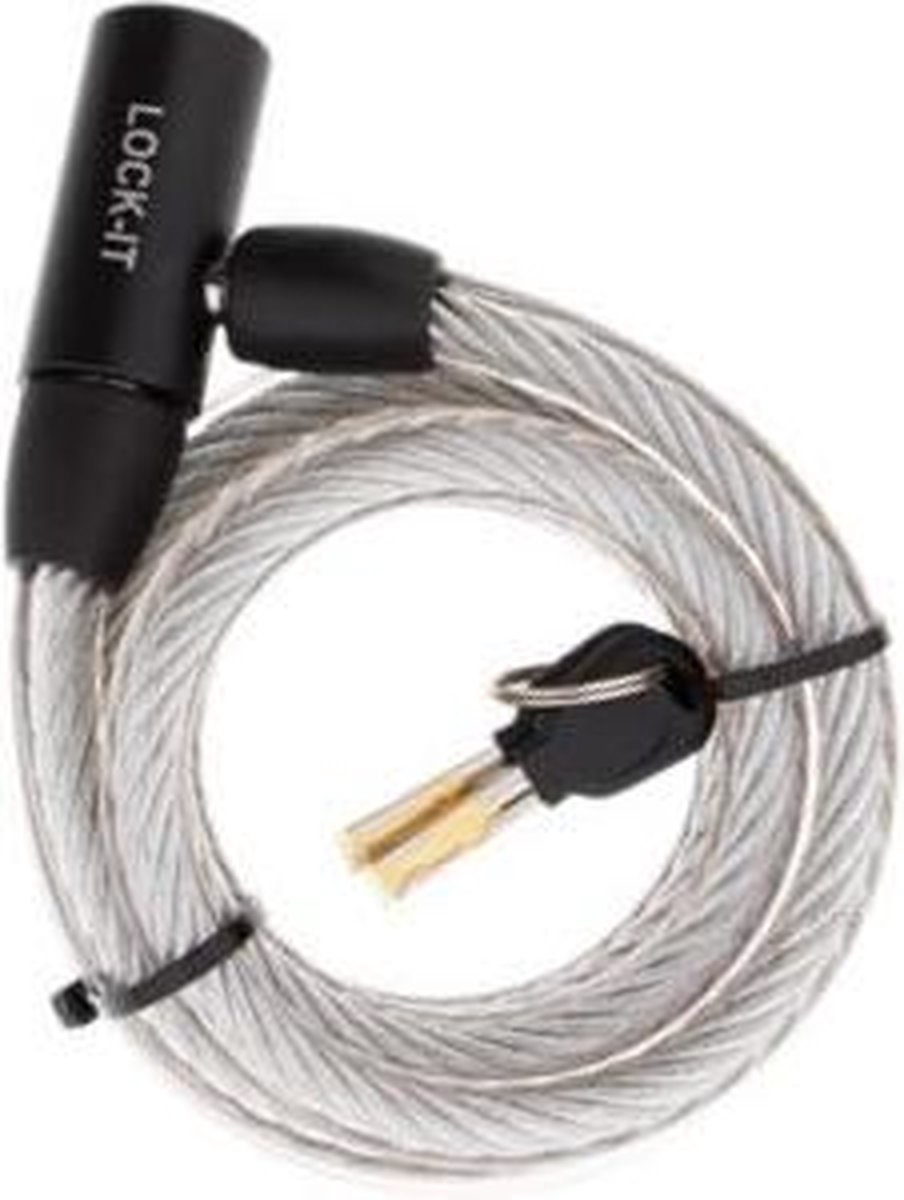 Cable lock with 12 mm thick including 2 keys /Grey - Discountershop.nl