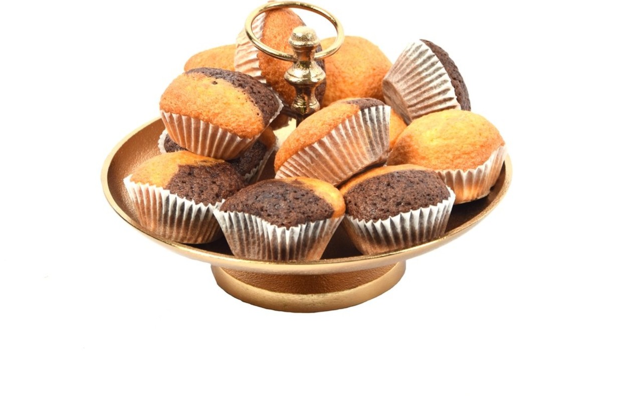 Discountershop Gouden Etagère Goud 1 laag | Etagères | ø21.5cmx 16 | goudkleurige coating | Serveerschaal