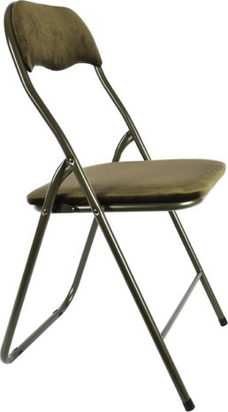 Discountershop Folding chair with a seat height of 43 cm. Folding chair with a velvet seat and back upholstered in Green