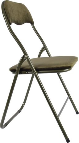 Discountershop Folding chair with a seat height of 43 cm. Folding chair with a velvet seat and back upholstered in Green