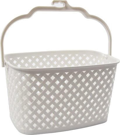 Discountershop Opbergmand Opbergbakje Kunststof opbergbak met handgrepen 5 liter wit opberger 22 x 12,9 x 15 cm Rattan Discountershop Opbergmand Opbergbakje Kunststof opbergbak met handgrepen 5 liter wit opberger 22 x 12,9 x 15 cm Rattan