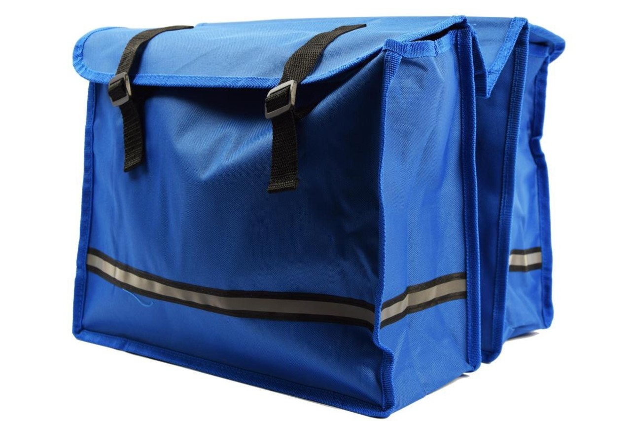 Merkloos Double bicycle bag waterproof with reflective stripes for extra safety - Bicycle bag blue 36x30x12cm