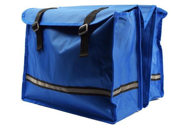 Merkloos Double bicycle bag waterproof with reflective stripes for extra safety - Bicycle bag blue 36x30x12cm