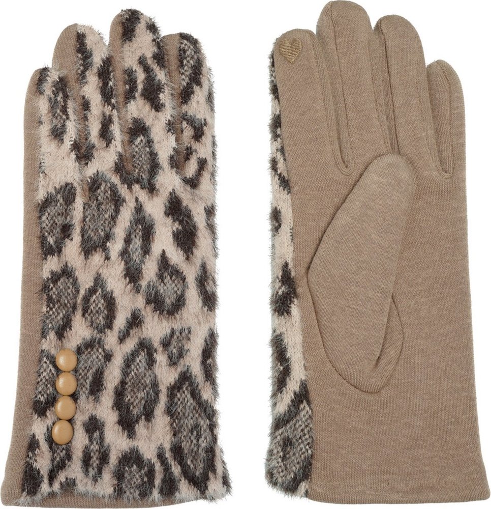 Handschoenen Dames panterprint Handschoenen Warm Touch - Trendy handschoenen  voor winter look - handschoenen met bontrand - Handschoenen touchscreen -  Discountershop.nl