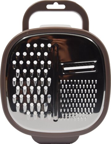 Merkloos Kitchen grater | Grater with storage tray and lid -25x20x6cm - Grey Merkloos Kitchen grater | Grater with storage tray and lid -25x20x6cm - Grey