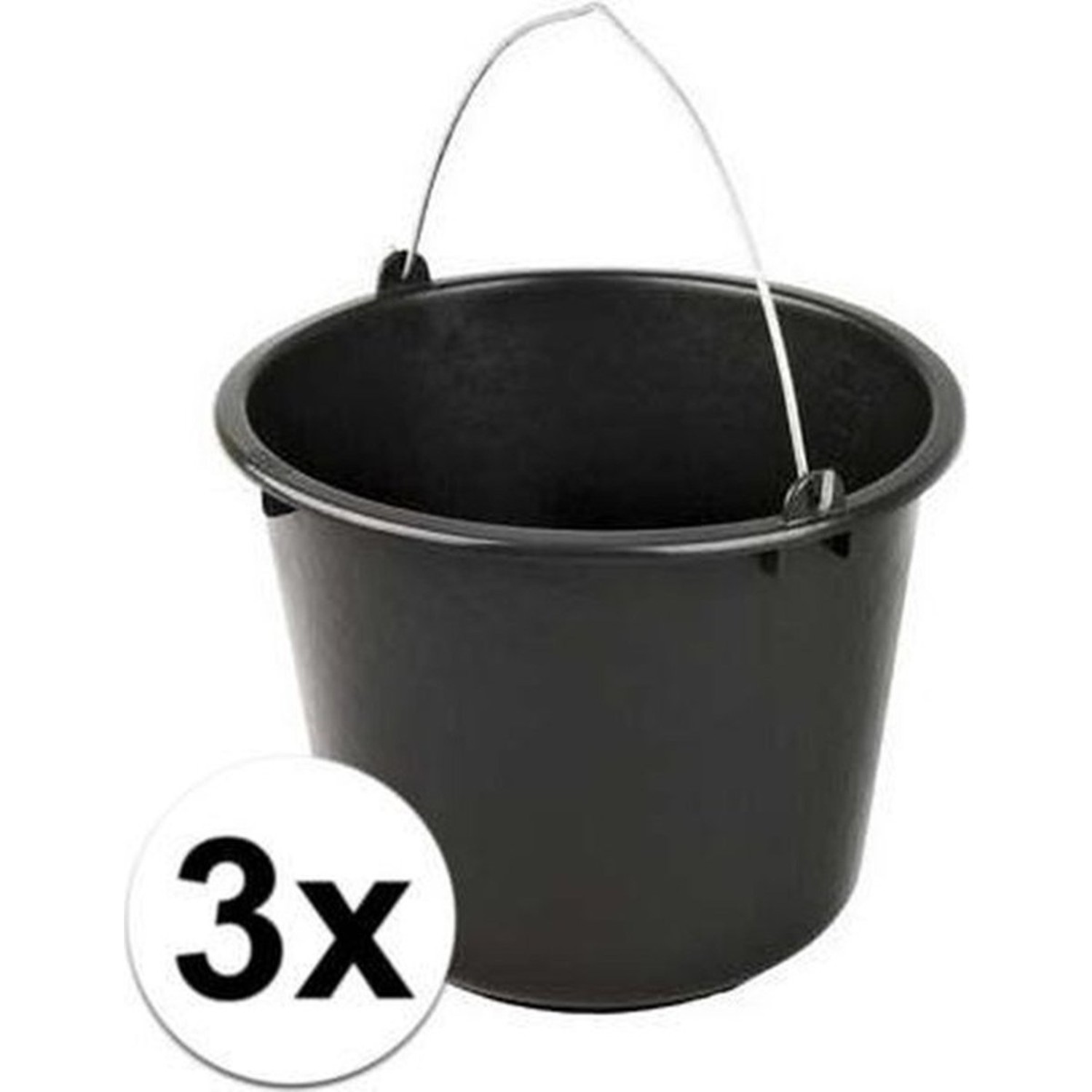 3x 12L Heavy Duty Plastic Bucket w Handle Storage Bucket Cleaning Spout  Water