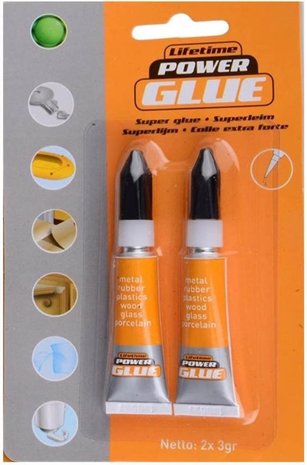 Merkloos Power Glue Superglue - Superglue - superglue - second - Superglue - Tube 2 x 3 grams