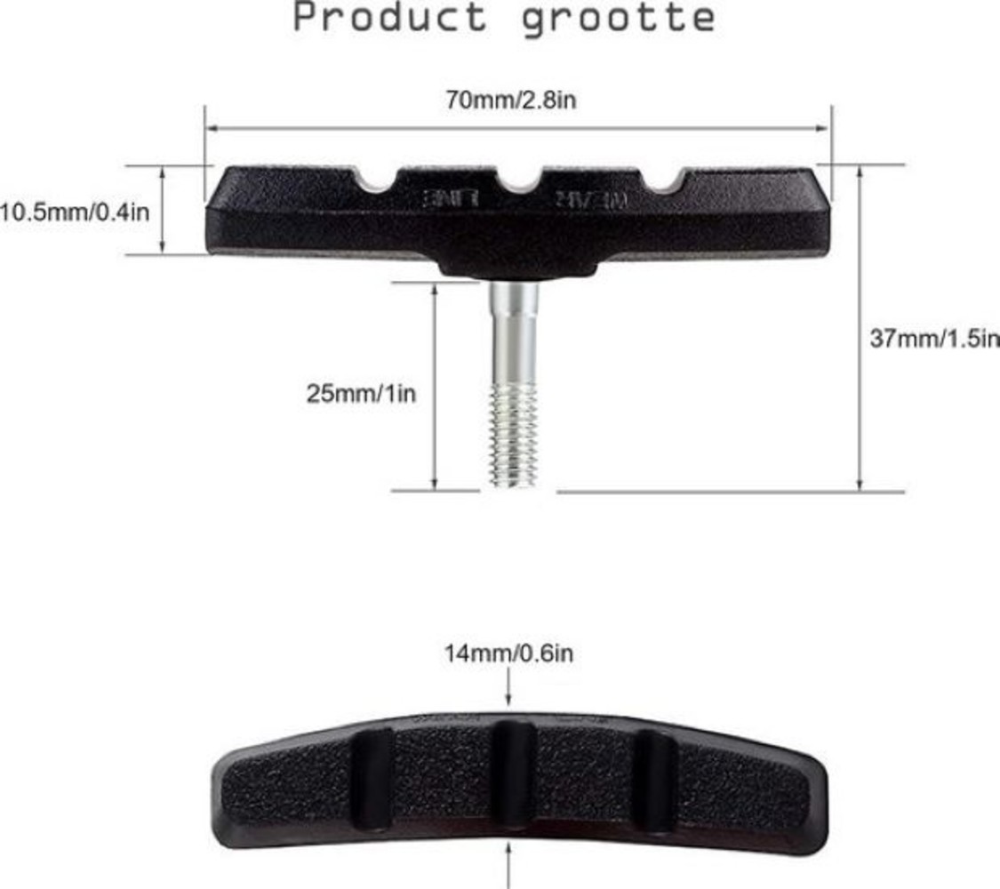 Discountershop 2 set Universal Rubber Bicycle V Brake Pads Set - 2 Pairs - 4 Pieces - 70mm | Rubber Brake Pads | Cycling Brake Pad | Brake pad set | Brake pad set Suitable for mountain bike, city bike, folding bike and touring bike Discountershop 2 set Universal Rubber Bicycle V Brake Pads Set - 2 Pairs - 4 Pieces - 70mm | Rubber Brake Pads | Cycling Brake Pad | Brake pad set | Brake pad set Suitable for mountain bike, city bike, folding bike and touring bike