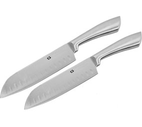 Merkloos Santokumes - RVS mes 31.5cm - 2 stuks