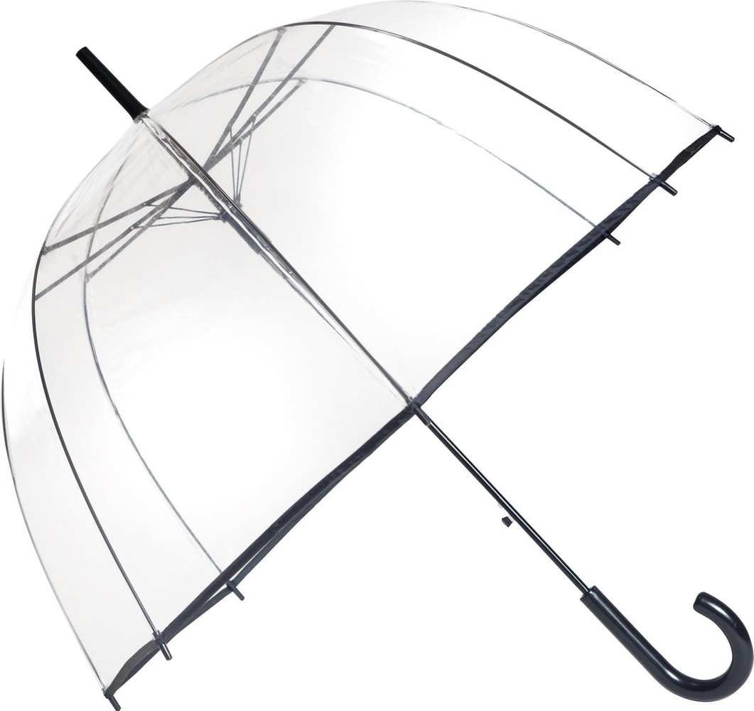 Discountershop Clear Dome Umbrella - Lightweight & Windproof - Automatic Opens - Black/Transparent - Ø85cm