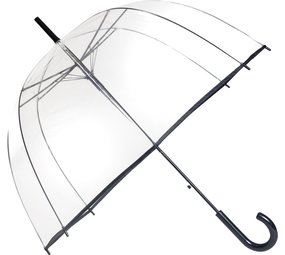 Discountershop Clear Dome Umbrella - Lightweight & Windproof - Automatic Opens - Black/Transparent - Ø85cm
