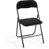 Discountershop Klapstoel met zithoogte van 43 cm Vouwstoel velvet zitvlak en rug bekleed - stoel - tafelstoel- stoel - tafelstoel - klapstoel - Velvet klapstoel - Luxe klapstoel - Met kussentjes - Stoel - Stoelen - Klapstoelen - Stoeltje - Premium chair - Zwart