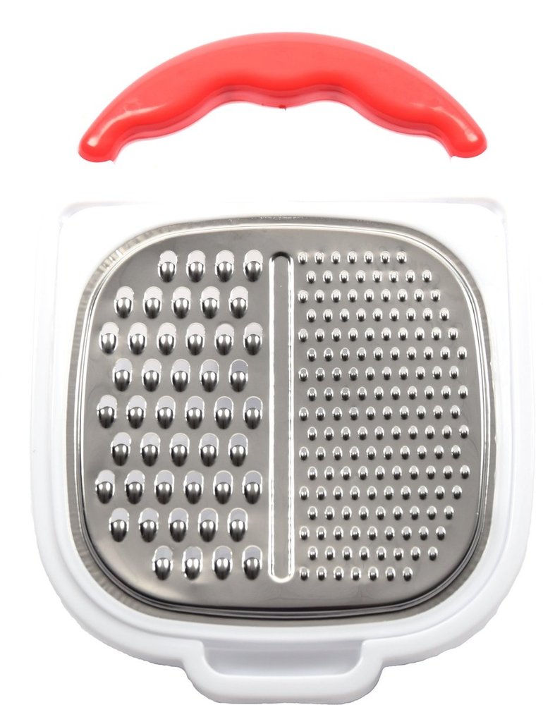 Merkloos Kitchen grater Plastic stainless steel| Grater with storage tray and lid -26.5x18.5x7cm - Red Merkloos Kitchen grater Plastic stainless steel| Grater with storage tray and lid -26.5x18.5x7cm - Red