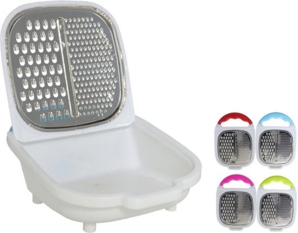 Merkloos Kitchen grater Plastic stainless steel| Grater with storage tray and lid -26.5x18.5x7cm - Red Merkloos Kitchen grater Plastic stainless steel| Grater with storage tray and lid -26.5x18.5x7cm - Red