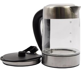 Merkloos Glass kettle stainless steel with green - blue - light green - purple and red LED light (1.7 liter) Merkloos Glass kettle stainless steel with green - blue - light green - purple and red LED light (1.7 liter)