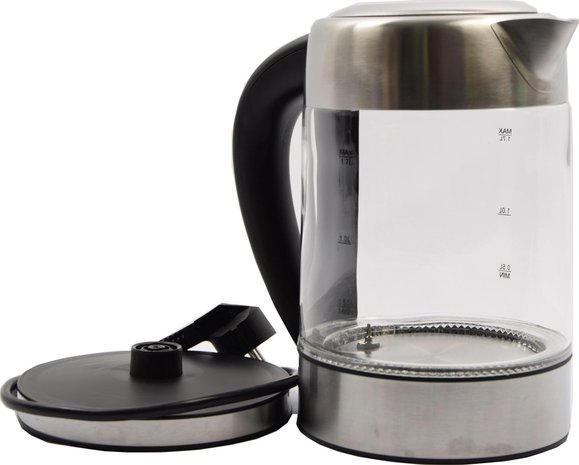 purple color glass electric kettle with