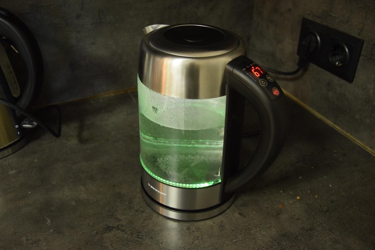 Merkloos Glazen waterkoker RVS met Groen - blauw - lichtgroen - paars en rood LED licht (1,7 Liter)