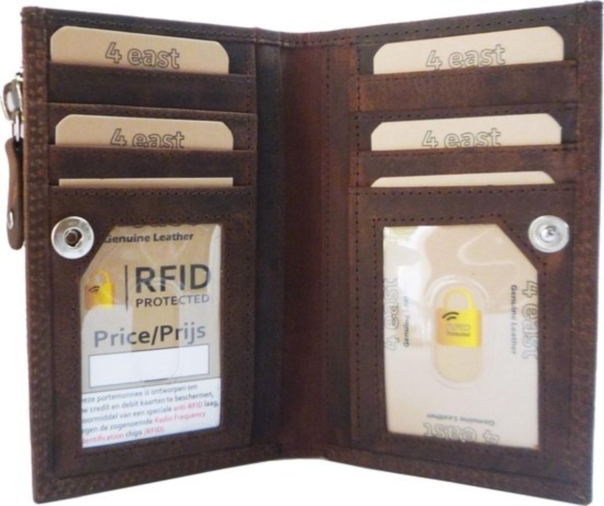 4 East Wallet - wallet ladies - wallet men - wallet cards - Wallet credit card - Wallet with credit card holder - credit card wallet - Leather wallet - Credit card holder - Brown - RFID Protected Anti skim - 4E-426 4 East Wallet - wallet ladies - wallet men - wallet cards - Wallet credit card - Wallet with credit card holder - credit card wallet - Leather wallet - Credit card holder - Brown - RFID Protected Anti skim - 4E-426