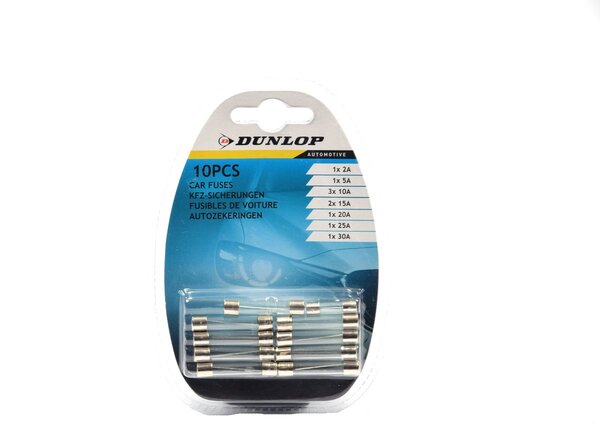 Dunlop Glass fuse set 20 pieces with different amps - Car accessories - 20 pieces -5,10,15,20,25A - Auto accessories 20 pieces Dunlop Glass fuse set 20 pieces with different amps - Car accessories - 20 pieces -5,10,15,20,25A - Auto accessories 20 pieces
