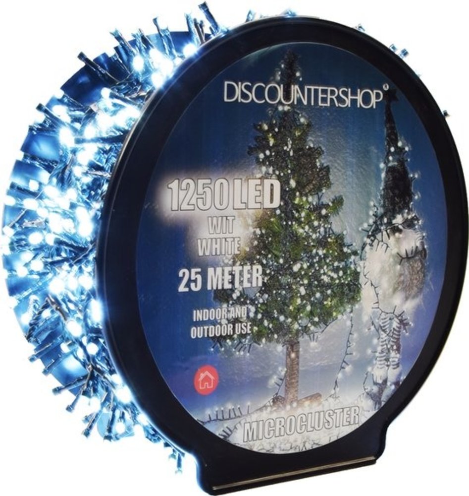 Discountershop Kerstverlichting buiten 25 meter 1250 LED - Wit - Lichtsnoer Nano Koperdraad - IP44 Stekker met timerfunctie - Kerstboomverlichting - geschikt voor binnen en buiten - kerstverlichting led