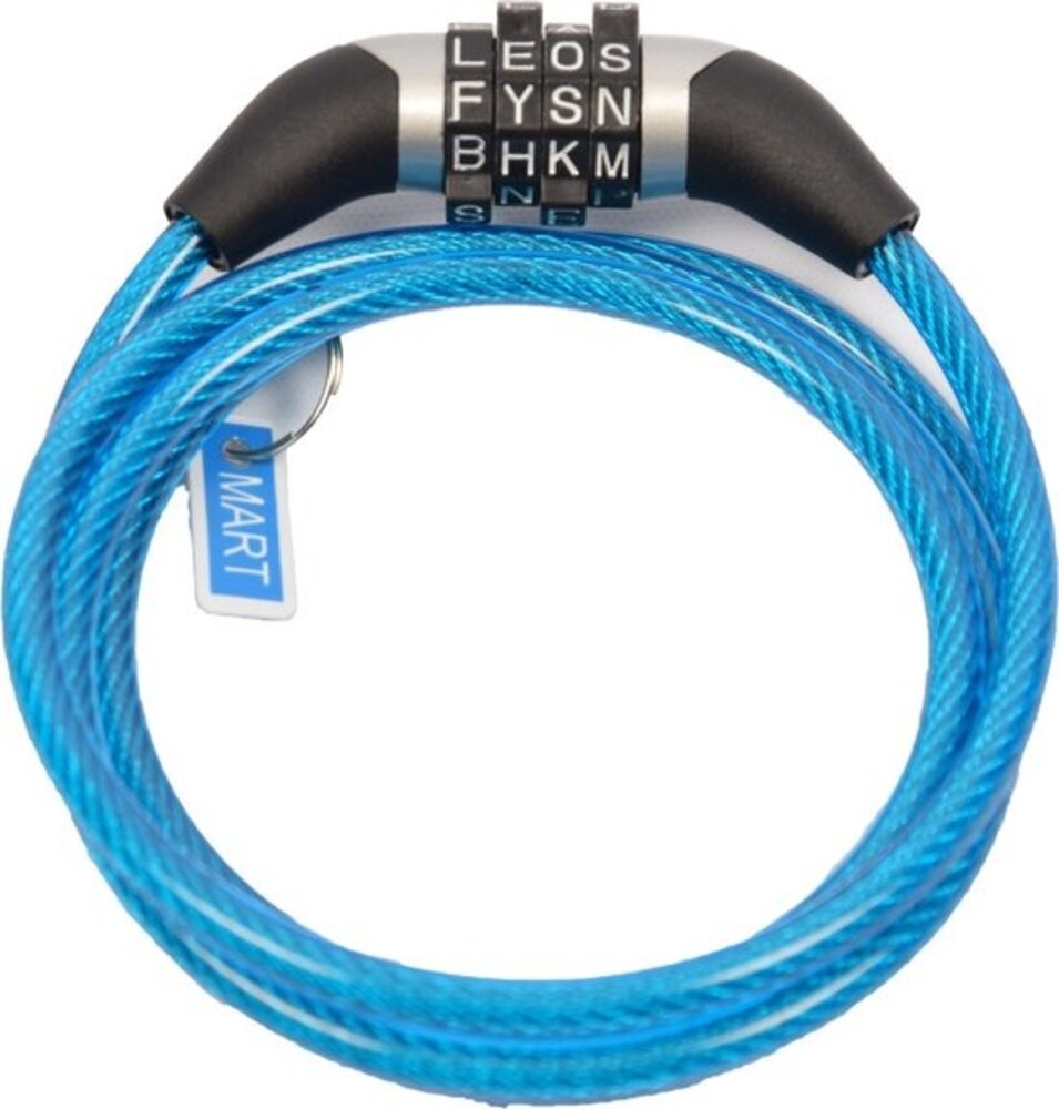 Dunlop Bicycle lock / spiral lock with password 1200 x 6 mm Blue Dunlop Bicycle lock / spiral lock with password 1200 x 6 mm Blue