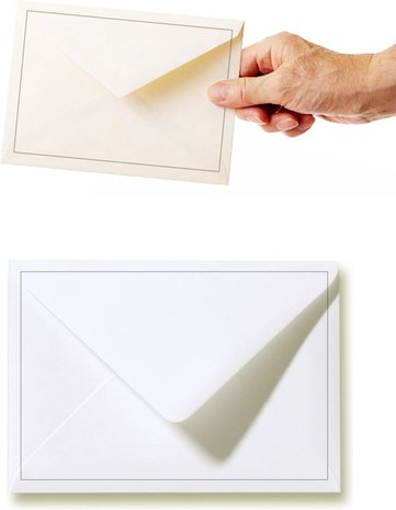 Discountershop 156x luxury greeting card envelopes C6 120x185mm - 12x18.5 cm - 120 grams white cream - envelope with borderline