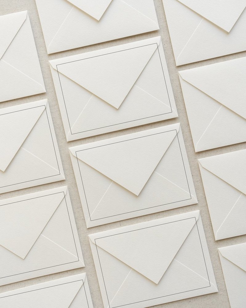 Discountershop 156x luxury greeting card envelopes C6 120x185mm - 12x18.5 cm - 120 grams white cream - envelope with borderline