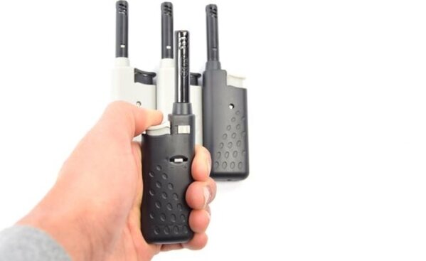 Merkloos Mini Aansteker Set 18,5 cm - 4 Navulbare Gasaanstekers in Wit en Grijs met Kinderslot voor Keuken, Kaarsen, BBQ en Horeca