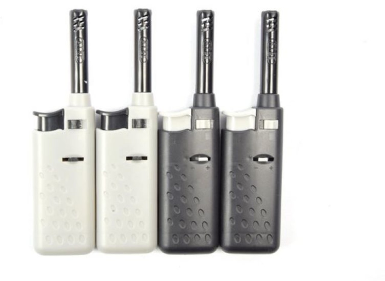 Merkloos Mini Lighter Set 18.5 cm - 4 Refillable Gas Lighters in White and Grey With Child Lock for Kitchen, Candles, BBQ and Hospitality Merkloos Mini Lighter Set 18.5 cm - 4 Refillable Gas Lighters in White and Grey With Child Lock for Kitchen, Candles, BBQ and Hospitality