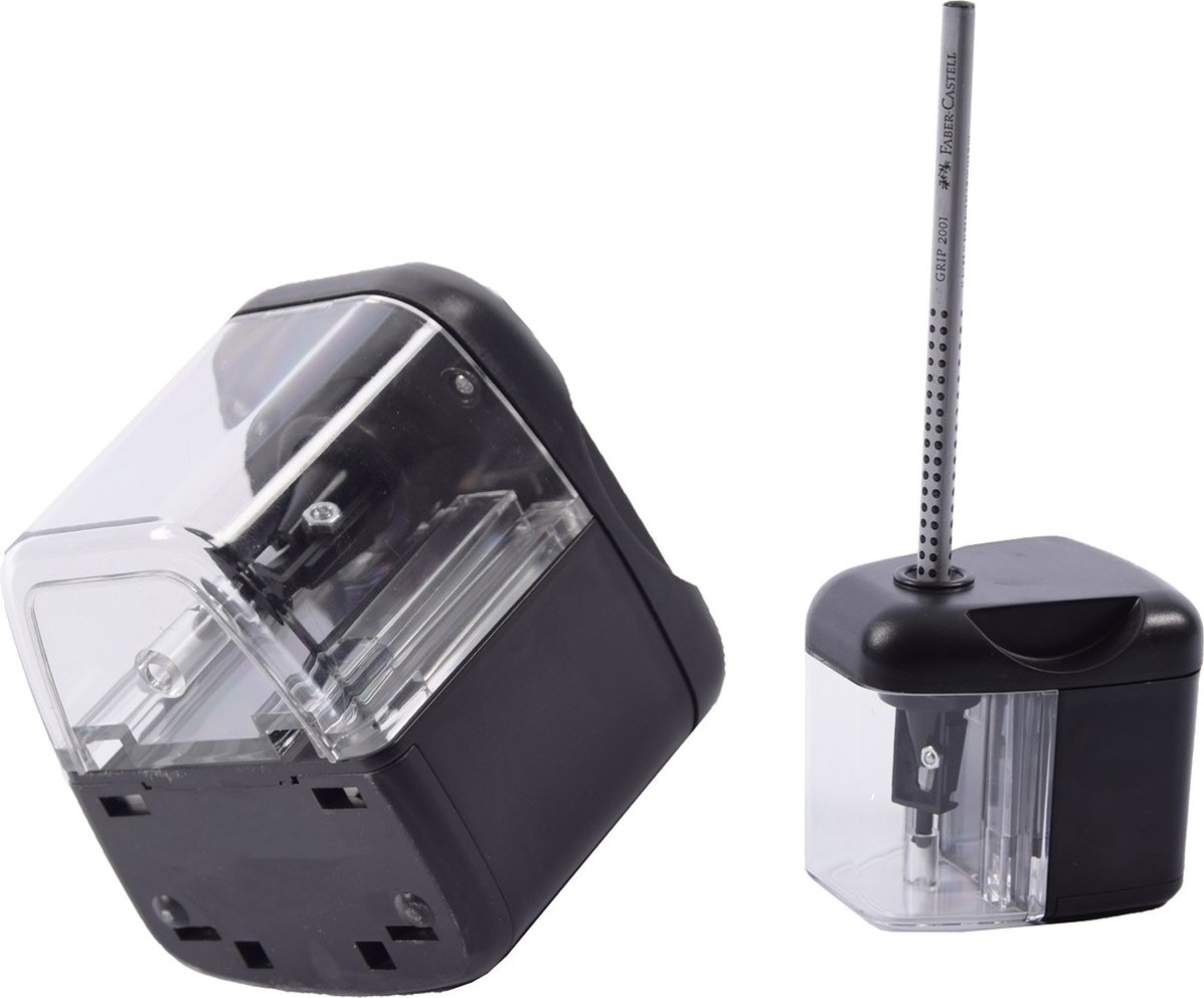 Discountershop Elektrische Puntenslijper / Potloodslijper Zwart 4x AA