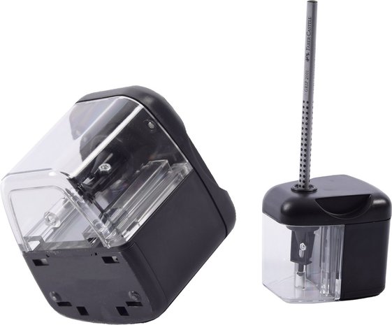 Discountershop Electric Pencil Sharpener / Pencil Sharpener Black 4x AA